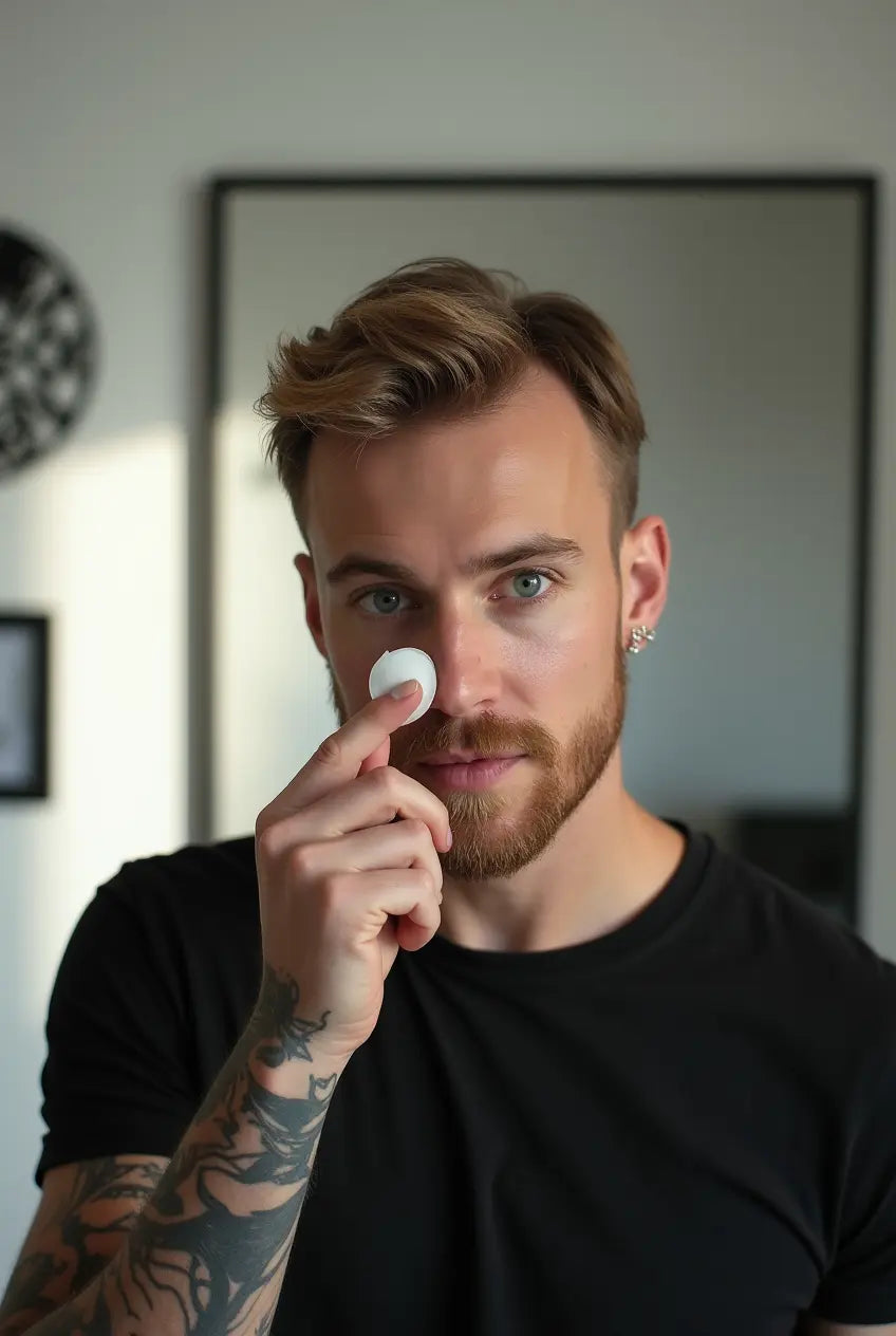 man cleaning his nose to apply nasal breathing dilator